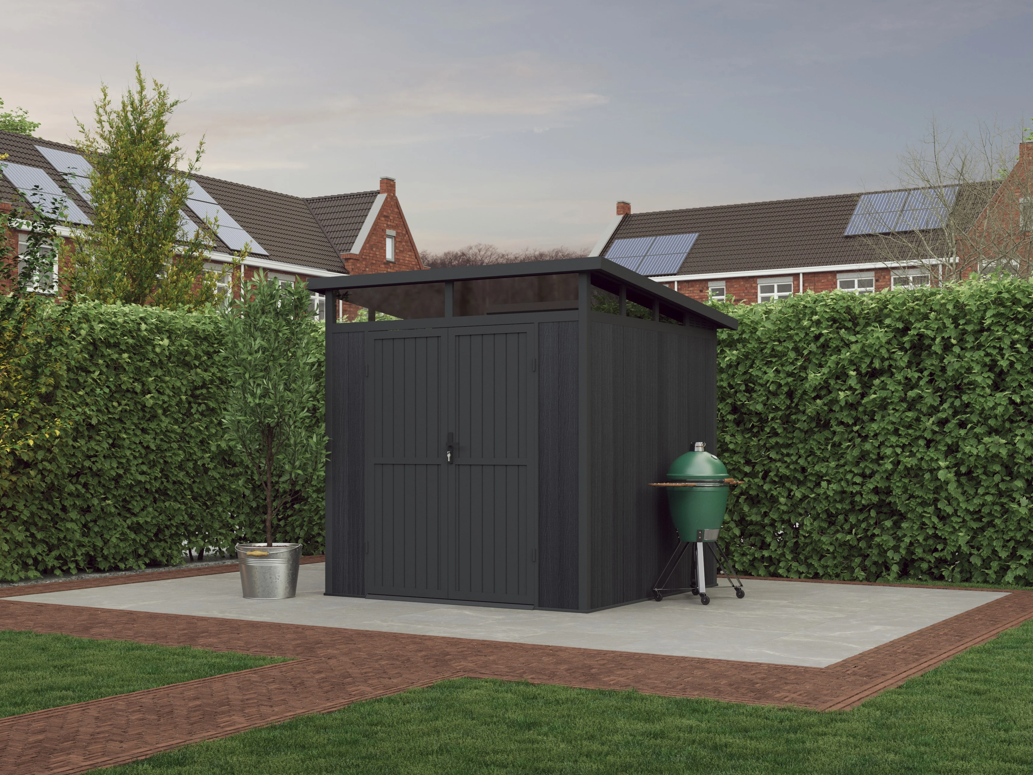 Blokhut Composiet Modern Donkergrijs 215 x 215 cm - Afbeelding 1